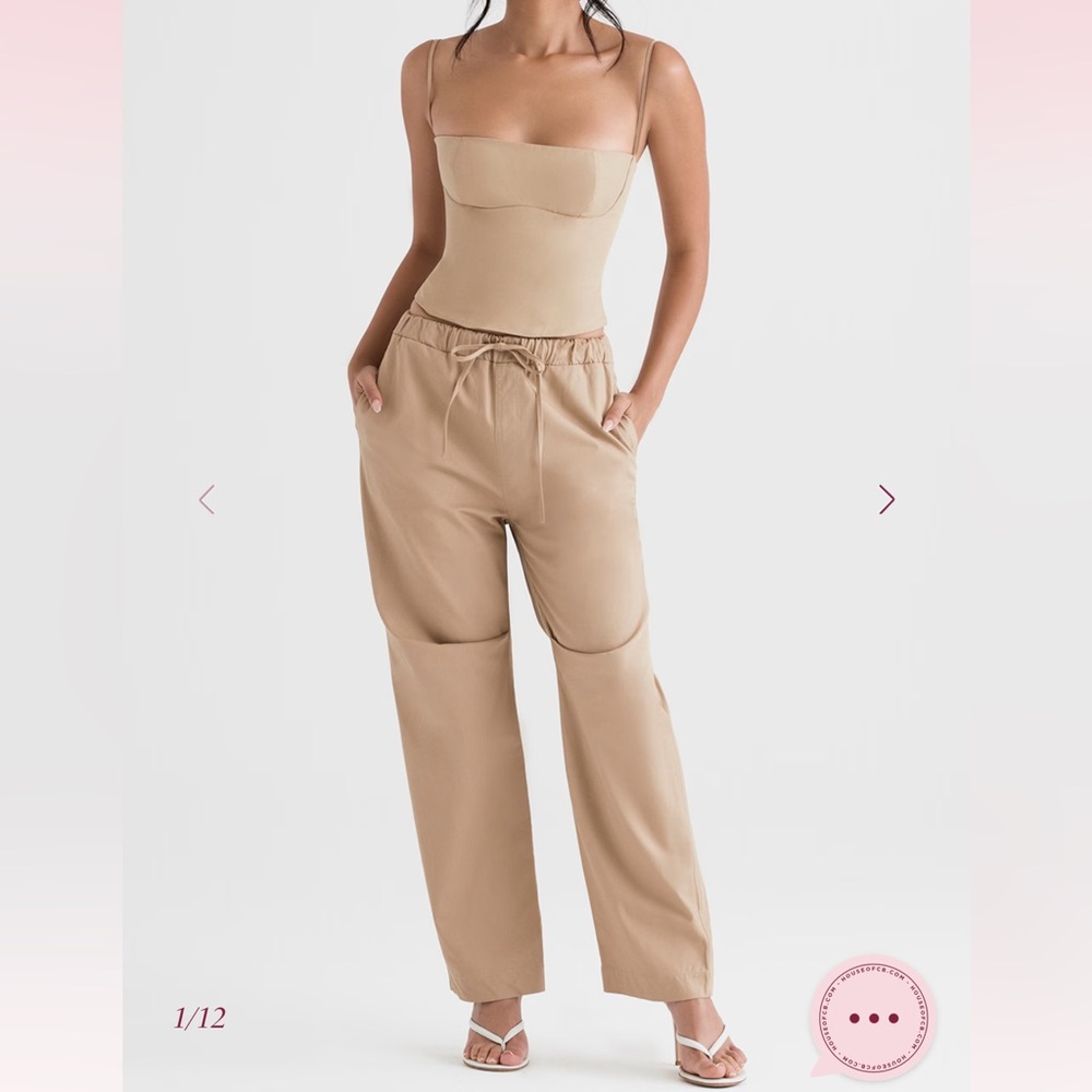 House of CB Audette Corset Top + Luna Cargo Trousers Set in Camel